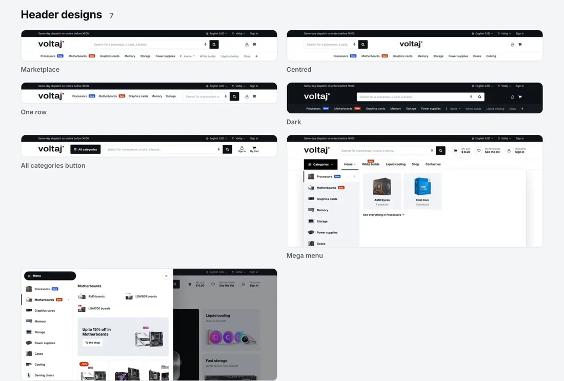 A header for every kind of shop