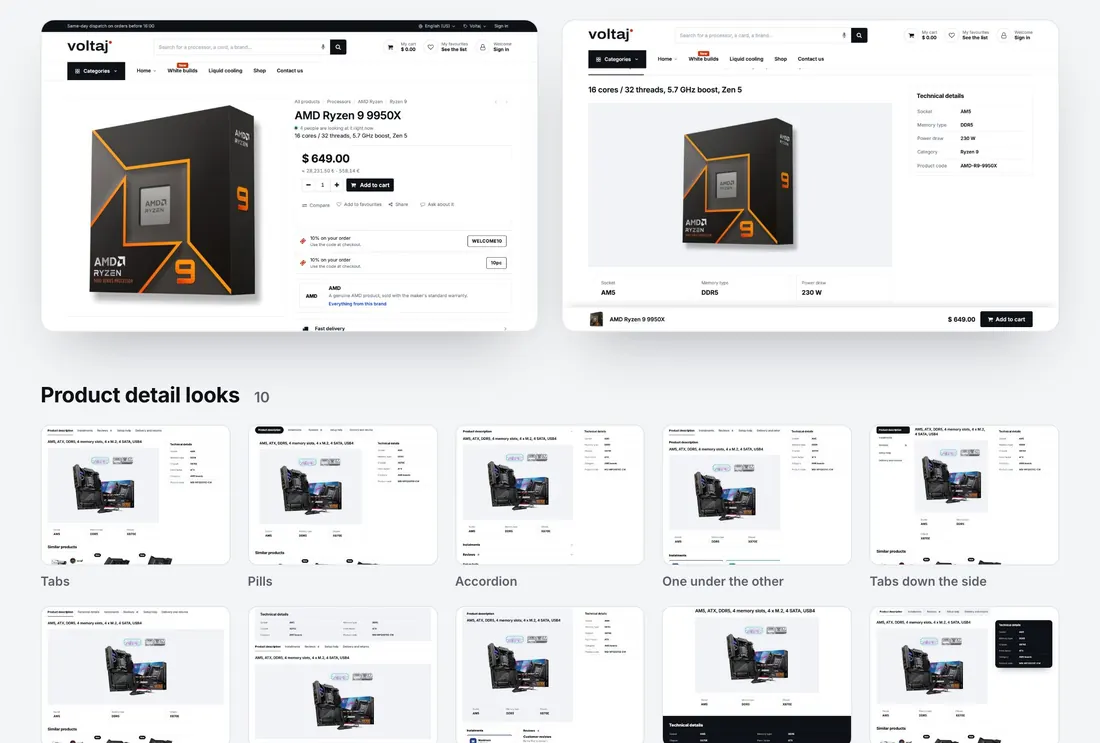 A product page that answers